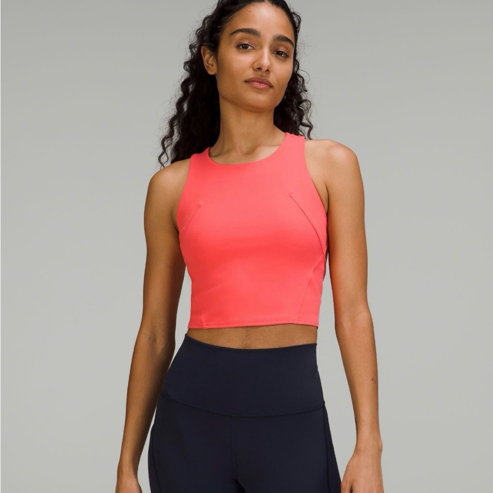 Lululemon Wunder Train Racerback Crop Tank Top, Color: Pink, Size 4